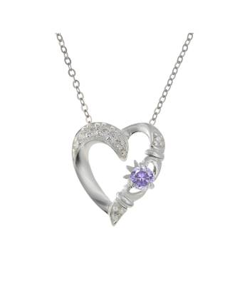 June Birthstone Claddagh Heart Pendant