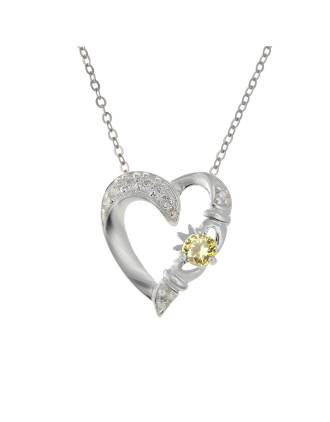 November Claddagh Heart Birthstone Pendant