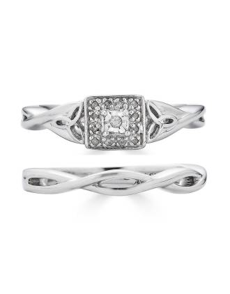 Diamond Celtic Knot Engagement Ring Set