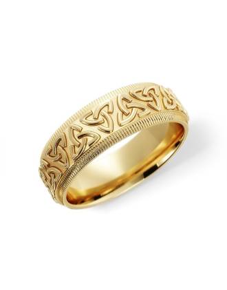 10K Gold Embossed Trinity Knot Ring