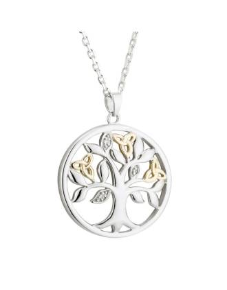 Silver & 10K Diamond Tree of Life Pendant Necklace