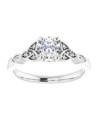 Oval Lab Diamond Celtic Love Knot Engagement Ring 10K White Gold
