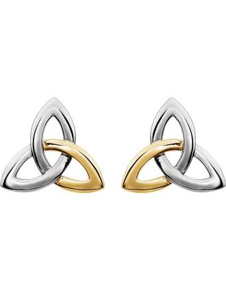 14K Gold 2Toned Trinity Knot Earrings