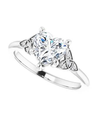 1ct Heart Shaped Lab Diamond 14K Gold Trinity Engagement Ring