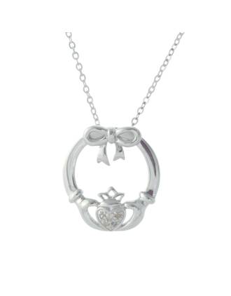 Diamond Claddagh Bow Pendant