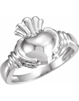 Sterling Silver Claddagh Ring with Fluted Crown