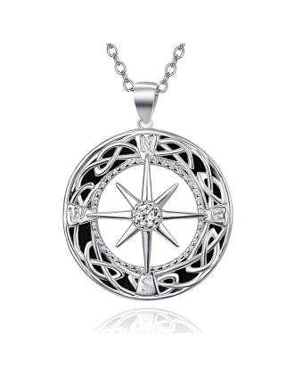 Celtic Compass Amulet Pendant Sterling Silver