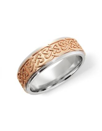 Celtic Lovers Knot Ring Silver & 10k Rose Gold