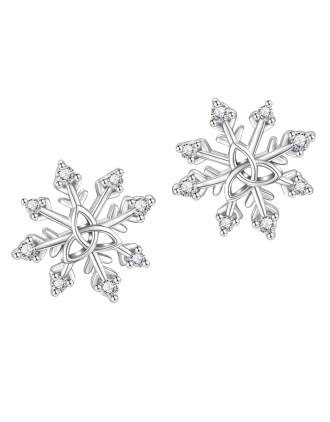Celtic Snowflake Earrings Sterling Silver CZ