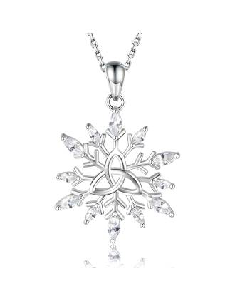 Celtic Snowflake Necklace Sterling Silver CZ