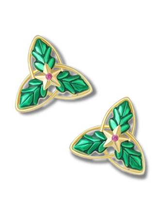 Celtic Christmas Holly Earrings 18K Gold Over Sterling Silver