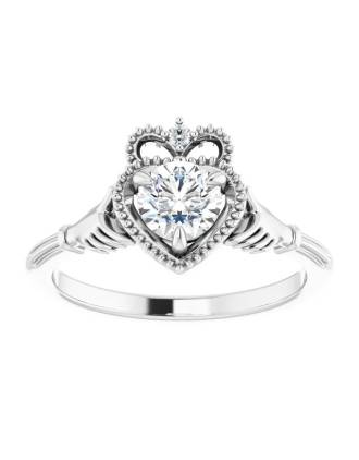 1/2ct Lab Diamond 10K Gold Claddagh Ring Engagement Ring