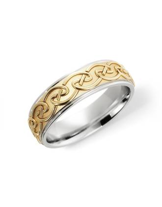Comfort Fit Silver & 10K Gold Celtic Knot Ring | Celtic Knot Wedding Ring