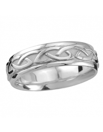 Embossed Celtic Knot Wedding Ring Silver