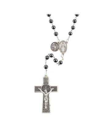 Fire Fighter Rosary Beads with Celtic Saint Benedict Crucifix