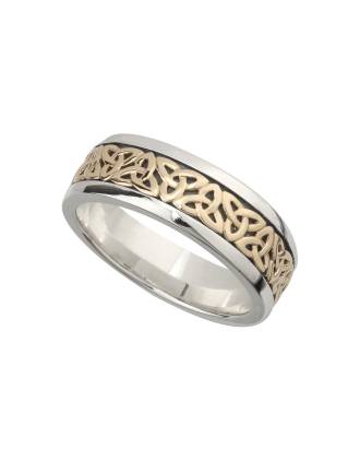 Silver & 10k Gold Trinity Knot Celtic Band