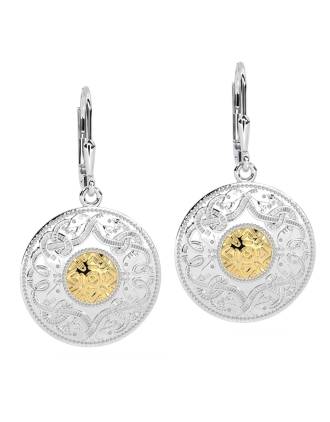 Gold and Silver Round Celtic Warrior Earrings