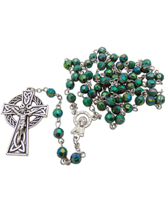 Green Iridescent Irish Rosary Beads