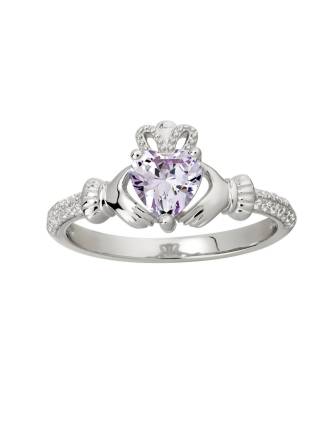 Claddagh Ring Birthstone Ring June Alexandrite and CZ