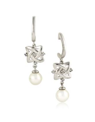 Celtic Knot Diamond and Pearl Earrings