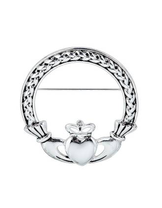 silver Woven Claddagh Brooch