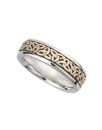 Silver & 10k Ladies Gold Trinity Knot Celtic Band