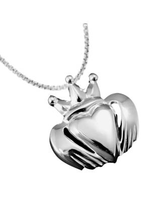 Sterling Silver Men's King Claddagh Necklace