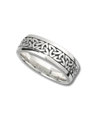 Men's Sterling Silver Oxidized Trinity Knot Wedding Ring