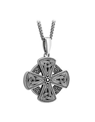 Mens Silver Oxidized Celtic Viking Cross
