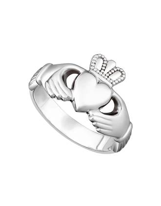 Traditional Mens Claddagh Ring Sterling Silver Heavy