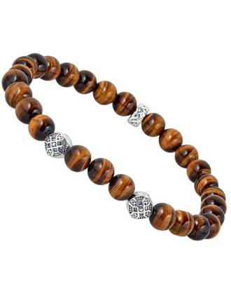 Men's Celtic Cross Tigers Eye Bracelet