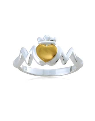 Mom Irish Claddagh Ring Gold Over Sterling Silver