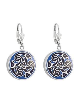 Book of Kells Blue Triskele Earrings
