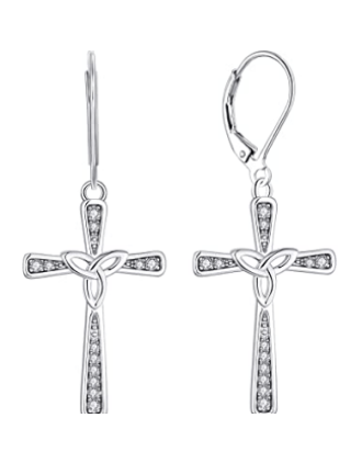 Trinity Knot Cross Earrings - Celtic Knot Cross Earrings