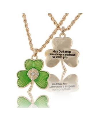 Shamrock Irish Blessing Necklace