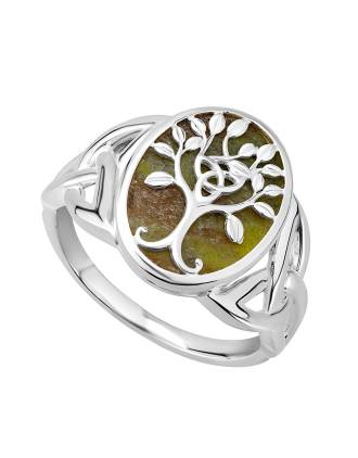 Connemara Marble Tree Of Life Ring Sterling Silver