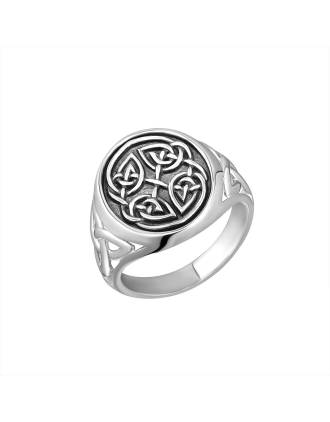 Silver Gents Oxidized Celtic Knot Signet Ring