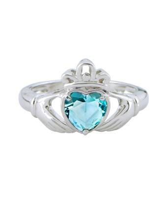 March Birthstone Claddagh Ring