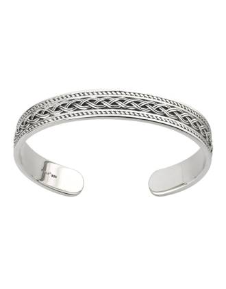 Men's Sterling Silver Celtic Braid Torc Cuff Bangle
