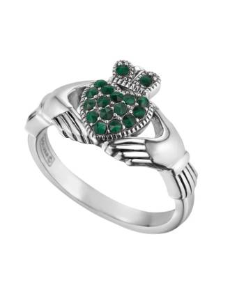 Malachite Claddagh Ring Sterling Silver