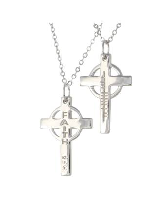 Ogham Script Faith Celtic Cross Necklace Sterling Silver
