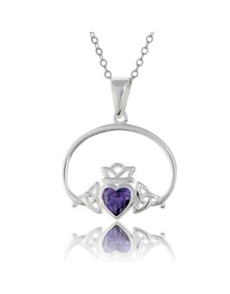 Trinity Claddagh Pendant - Amethyst