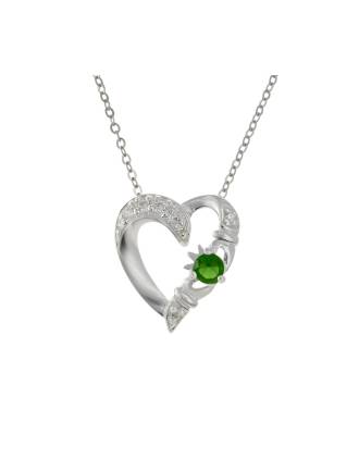 May Birthstone Claddagh Heart Pendant