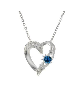 December Claddagh Heart Birthstone Pendant