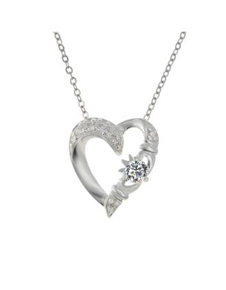 April Birthstone Claddagh Heart Pendant