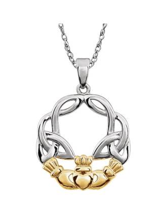14K Two-Tone Claddagh Knot Pendant