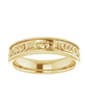 Celtic Claddagh Wedding Ring 10k Yellow Gold