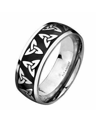 Celtic Trinity Knot Black Titanium Ring