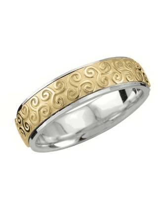 Celtic Triskele Wedding Ring silver 10k Gold