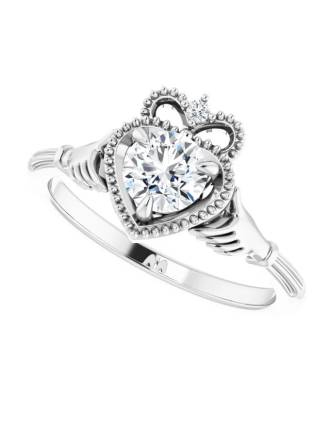 1/2ct Lab Diamond Platinum Claddagh Ring Engagement Ring